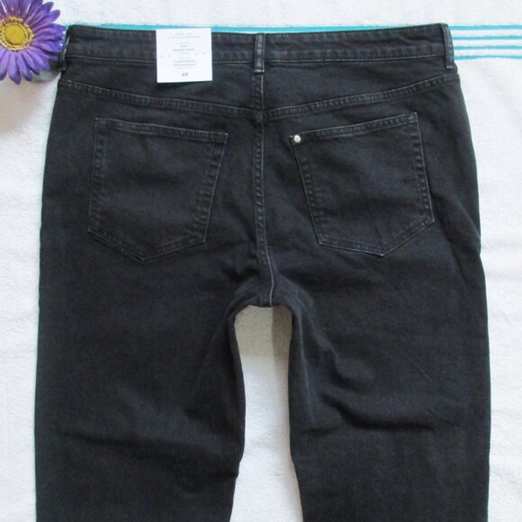 New H&M Jeans Size 14 Black Slim Straight Ankle Denim - Picture 3 of 7